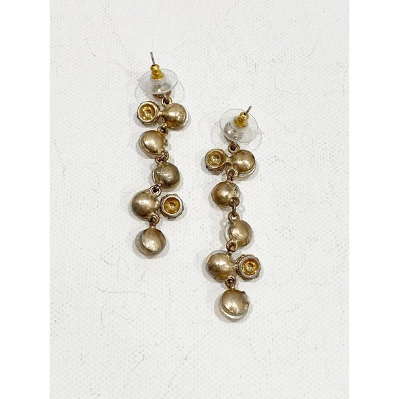 Slate & Willow Drop Earring Crystal Pave Circle Gold Plate Wedding Bridal Dangle - Picture 4 of 5
